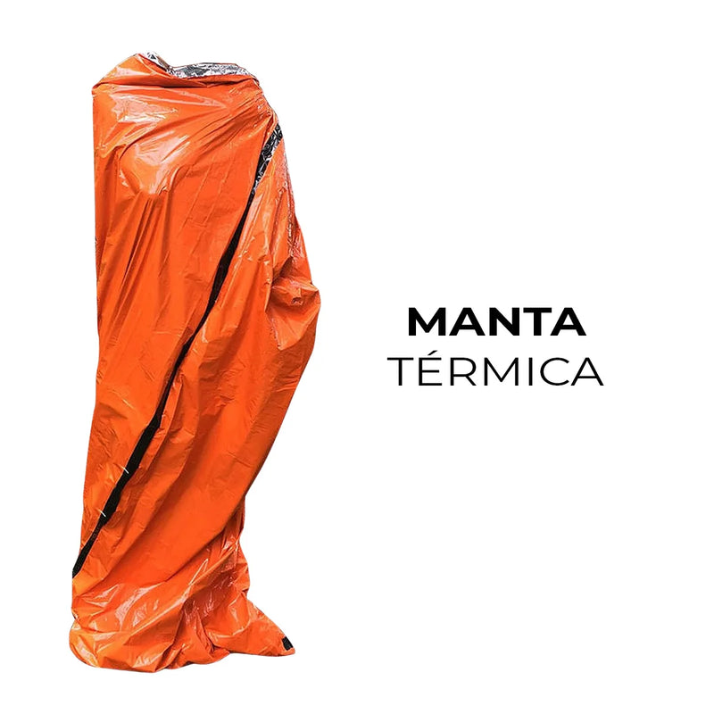 Manta Termica Kit de Emergência para Sobrevivência ao Ar Livre |Saco de Dormir Térmico SOS