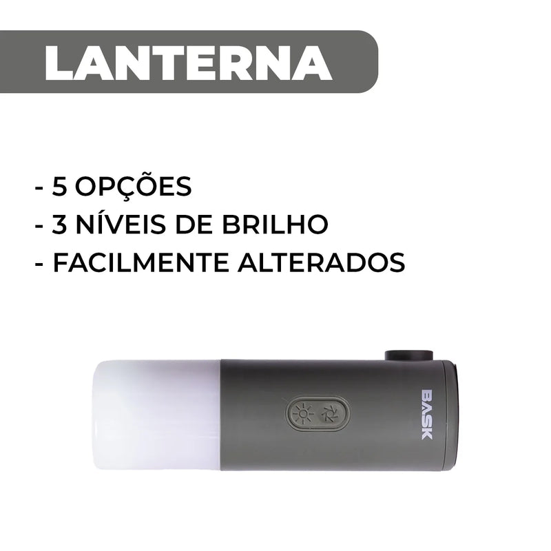 Bomba de Ar Automática e Lanterna 2 em 1 da BASK - Portátil